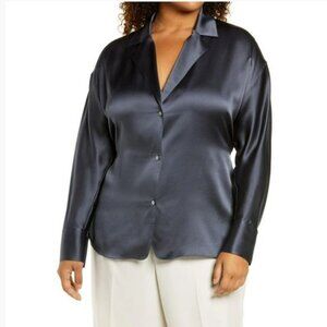 Vince 100% Silk Tie Back Silk Blouse plus size BNWOT